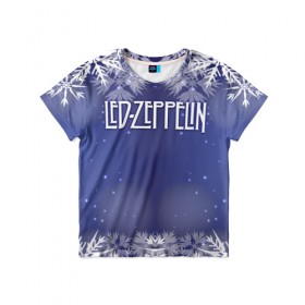 Детская футболка 3D с принтом Новогодний Led Zeppelin в Новосибирске, 100% гипоаллергенный полиэфир | прямой крой, круглый вырез горловины, длина до линии бедер, чуть спущенное плечо, ткань немного тянется | 