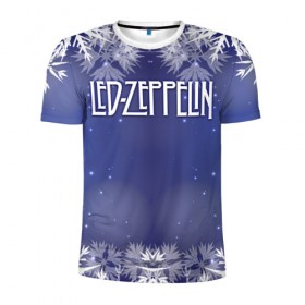Мужская футболка 3D спортивная с принтом Новогодний Led Zeppelin в Новосибирске, 100% полиэстер с улучшенными характеристиками | приталенный силуэт, круглая горловина, широкие плечи, сужается к линии бедра | 