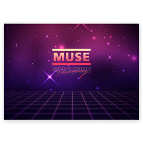 Поздравительная открытка с принтом Muse: Simulation Theory в Новосибирске, 100% бумага | плотность бумаги 280 г/м2, матовая, на обратной стороне линовка и место для марки
 | alternative | music | retro | rock | simulation | theory | альбом | альтернатива | альтернативная | беллами | музыка | мьюз | мэтью | ретро | рок