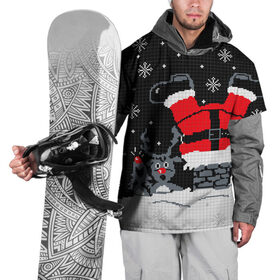 Накидка на куртку 3D с принтом Санта Клаус в трубе в Новосибирске, 100% полиэстер |  | 2019 | вверх ногами | год | дед мороз | животные | зима | из трубы | кирпичи | клаус | красный | крыша | мыши | новый год | нос | ночь | падает | подарок | поздравление | праздник | ремень | рождество