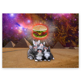 Поздравительная открытка с принтом Египетские Коты в Новосибирске, 100% бумага | плотность бумаги 280 г/м2, матовая, на обратной стороне линовка и место для марки
 | cat | cosmos | egypt | fast | fastfood | food | meme | party | space | вечеринка | египет | еда | иллюминаты | космос | кошак | кошка | масоны | мем | песок | пирамиды | пицца | пустыня | фастфуд