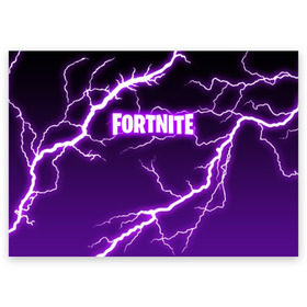 Поздравительная открытка с принтом FORTNITE STORM в Новосибирске, 100% бумага | плотность бумаги 280 г/м2, матовая, на обратной стороне линовка и место для марки
 | Тематика изображения на принте: 2019 | armor | armour | battle royale | cybersport | esport | fortnite | game | llama | logo | storm | батл рояль | броня | буря | игра | киберспорт | лама | молнии | молния | разряд | симулятор строительства | строительство | ток | фиолето