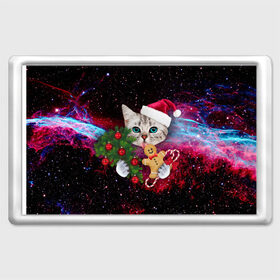 Магнит 45*70 с принтом astro cat в Новосибирске, Пластик | Размер: 78*52 мм; Размер печати: 70*45 | art | cat | new year | pizza | space | абстракция | еда | ёлка | звезды | киса | космос | кот | кот в космосе | кот с едой | котенок | котик | кошка | новый год | пицца | праздник | рождество | шапка