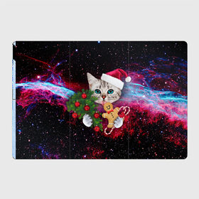 Магнитный плакат 3Х2 с принтом astro cat в Новосибирске, Полимерный материал с магнитным слоем | 6 деталей размером 9*9 см | art | cat | new year | pizza | space | абстракция | еда | ёлка | звезды | киса | космос | кот | кот в космосе | кот с едой | котенок | котик | кошка | новый год | пицца | праздник | рождество | шапка