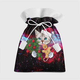 Подарочный 3D мешок с принтом astro cat в Новосибирске, 100% полиэстер | Размер: 29*39 см | art | cat | new year | pizza | space | абстракция | еда | ёлка | звезды | киса | космос | кот | кот в космосе | кот с едой | котенок | котик | кошка | новый год | пицца | праздник | рождество | шапка