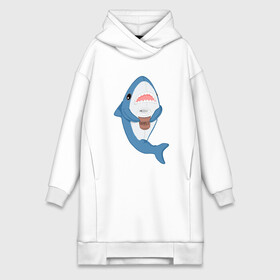 Платье-худи хлопок с принтом Hype Shark в Новосибирске,  |  | coffee | cute | hype | kawaii | shark | акула | кофе | милый | море | рыба | хищник