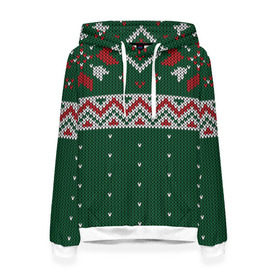 Женская толстовка 3D с принтом Ugly Sweater в Новосибирске, 100% полиэстер  | двухслойный капюшон со шнурком для регулировки, мягкие манжеты на рукавах и по низу толстовки, спереди карман-кенгуру с мягким внутренним слоем. | 