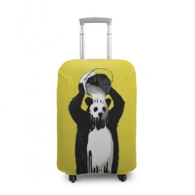 Чехол для чемодана 3D с принтом панда в Новосибирске, 86% полиэфир, 14% спандекс | двустороннее нанесение принта, прорези для ручек и колес | арт | краска | медведь | панда