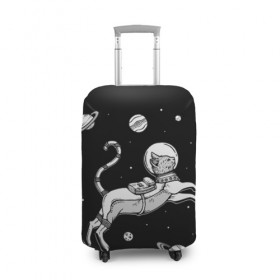 Чехол для чемодана 3D с принтом кот в скафандре в Новосибирске, 86% полиэфир, 14% спандекс | двустороннее нанесение принта, прорези для ручек и колес | space | астронавт | галактика | звезды | космонавт | космос | кот | планеты | скафандр
