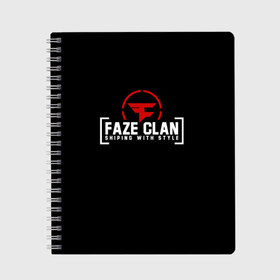 Тетрадь с принтом FAZE CLAN в Новосибирске, 100% бумага | 48 листов, плотность листов — 60 г/м2, плотность картонной обложки — 250 г/м2. Листы скреплены сбоку удобной пружинной спиралью. Уголки страниц и обложки скругленные. Цвет линий — светло-серый
 | action | astralis | awp | counter strike | cs go | cs go global offensive | cybersport | faze clan | game | gamer | hyper beast | shooter | skin | team liquid | киберспорт | оружие | скины