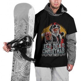 Накидка на куртку 3D с принтом Red Dead Christmas в Новосибирске, 100% полиэстер |  | Тематика изображения на принте: christmas | dead | gamer | john | marston | new | rdr | red | redemption | rockstar | shooter | western | xmas | year | вестерн | джон | марстон | рождество | шутер