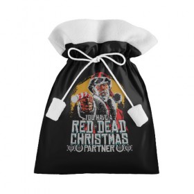 Подарочный 3D мешок с принтом Red Dead Christmas в Новосибирске, 100% полиэстер | Размер: 29*39 см | Тематика изображения на принте: christmas | dead | gamer | john | marston | new | rdr | red | redemption | rockstar | shooter | western | xmas | year | вестерн | джон | марстон | рождество | шутер