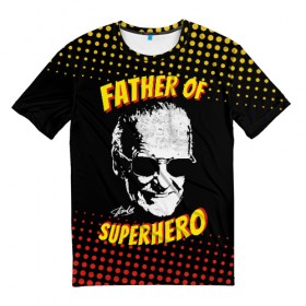 Мужская футболка 3D с принтом Stan Lee: Father of Superhero в Новосибирске, 100% полиэфир | прямой крой, круглый вырез горловины, длина до линии бедер | avengers | father | hero | hulk | iron | lee | man | stan | stan lee | stanlee | superhero | thor | анти | герой | железный | комиксы | лии | мстители | отец | стен | стенли | стэн ли | супер | супергероев | тор | халк | человек