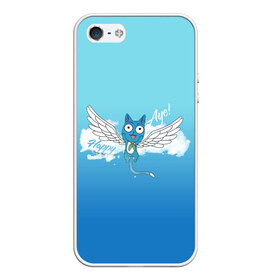 Чехол для iPhone 5/5S матовый с принтом Happy Aye! (Fairy Tail) в Новосибирске, Силикон | Область печати: задняя сторона чехла, без боковых панелей | anime | blue | cat | fairy tail | happy | аниме | кот | кошка | синий | хвост феи | хэппи