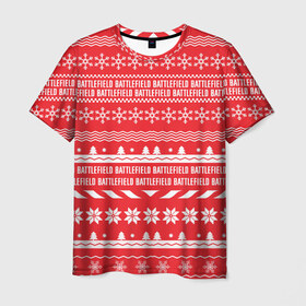 Мужская футболка 3D с принтом Новогодний BATTLEFIELD в Новосибирске, 100% полиэфир | прямой крой, круглый вырез горловины, длина до линии бедер | 2019 | битвы | год | новый | олени | поле | рождество | снежинки | тактический | узор | шутер