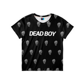 Детская футболка 3D с принтом Bones Deadboy в Новосибирске, 100% гипоаллергенный полиэфир | прямой крой, круглый вырез горловины, длина до линии бедер, чуть спущенное плечо, ткань немного тянется | Тематика изображения на принте: bones | boy | dead | deadboy | elmo | hdmi | hip | hop | kennedy | metal | rap | rapper | scream | sesh | seshollowaterboyz | skull | team | кеннеди | кости | костя | метал | рэп | рэпер | сеш | скрим | сэш | хип | хоп | череп | элмо