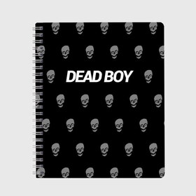 Тетрадь с принтом Bones Deadboy в Новосибирске, 100% бумага | 48 листов, плотность листов — 60 г/м2, плотность картонной обложки — 250 г/м2. Листы скреплены сбоку удобной пружинной спиралью. Уголки страниц и обложки скругленные. Цвет линий — светло-серый
 | bones | boy | dead | deadboy | elmo | hdmi | hip | hop | kennedy | metal | rap | rapper | scream | sesh | seshollowaterboyz | skull | team | кеннеди | кости | костя | метал | рэп | рэпер | сеш | скрим | сэш | хип | хоп | череп | элмо