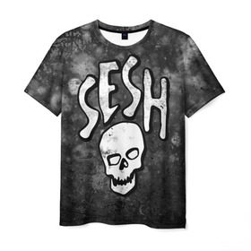 Мужская футболка 3D с принтом SESH Team (Bones) в Новосибирске, 100% полиэфир | прямой крой, круглый вырез горловины, длина до линии бедер | Тематика изображения на принте: bones | boy | dead | deadboy | elmo | hdmi | hip | hop | kennedy | metal | rap | rapper | scream | sesh | seshollowaterboyz | skull | team | кеннеди | кости | костя | метал | рэп | рэпер | сеш | скрим | сэш | хип | хоп | череп | элмо