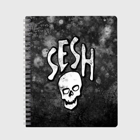 Тетрадь с принтом SESH Team (Bones) в Новосибирске, 100% бумага | 48 листов, плотность листов — 60 г/м2, плотность картонной обложки — 250 г/м2. Листы скреплены сбоку удобной пружинной спиралью. Уголки страниц и обложки скругленные. Цвет линий — светло-серый
 | bones | boy | dead | deadboy | elmo | hdmi | hip | hop | kennedy | metal | rap | rapper | scream | sesh | seshollowaterboyz | skull | team | кеннеди | кости | костя | метал | рэп | рэпер | сеш | скрим | сэш | хип | хоп | череп | элмо