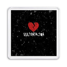 Магнит 55*55 с принтом XXXTentacion Red Broken Heart в Новосибирске, Пластик | Размер: 65*65 мм; Размер печати: 55*55 мм | Тематика изображения на принте: broken | dead | heart | king | legend | music | rap | rapper | red | revenge | rip | xtentation | xxtennation | xxx | xxxtentacion | красное | мертв | музыка | память | разбитое | репер | рип | рэп | сердце | тентасьон | умер