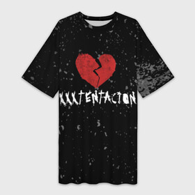 Платье-футболка 3D с принтом XXXTentacion Red Broken Heart в Новосибирске,  |  | broken | dead | heart | king | legend | music | rap | rapper | red | revenge | rip | xtentation | xxtennation | xxx | xxxtentacion | красное | мертв | музыка | память | разбитое | репер | рип | рэп | сердце | тентасьон | умер