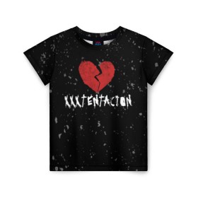 Детская футболка 3D с принтом XXXTentacion Red Broken Heart в Новосибирске, 100% гипоаллергенный полиэфир | прямой крой, круглый вырез горловины, длина до линии бедер, чуть спущенное плечо, ткань немного тянется | broken | dead | heart | king | legend | music | rap | rapper | red | revenge | rip | xtentation | xxtennation | xxx | xxxtentacion | красное | мертв | музыка | память | разбитое | репер | рип | рэп | сердце | тентасьон | умер