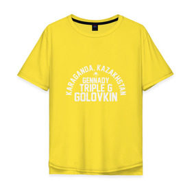 Мужская футболка хлопок Oversize с принтом Геннадий Головкин в Новосибирске, 100% хлопок | свободный крой, круглый ворот, “спинка” длиннее передней части | Тематика изображения на принте: 