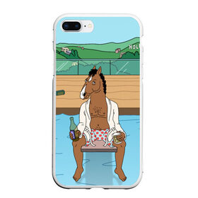 Чехол для iPhone 7Plus/8 Plus матовый с принтом Конь БоДжек в Новосибирске, Силикон | Область печати: задняя сторона чехла, без боковых панелей | bojack | hollywood | horseman | бассейн | боджек | конь