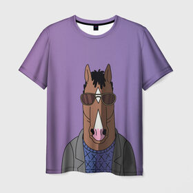 Мужская футболка 3D с принтом БоДжек в Новосибирске, 100% полиэфир | прямой крой, круглый вырез горловины, длина до линии бедер | bojack | horseman | боджек | конь | очки