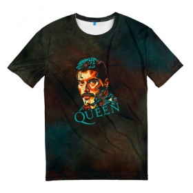 Мужская футболка 3D с принтом Queen в Новосибирске, 100% полиэфир | прямой крой, круглый вырез горловины, длина до линии бедер | 
