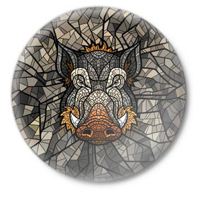 Значок с принтом Кабан 2019 в Новосибирске,  металл | круглая форма, металлическая застежка в виде булавки | Тематика изображения на принте: 