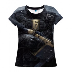 Женская футболка 3D с принтом Rainbow Six: Siege в Новосибирске, 100% полиэфир ( синтетическое хлопкоподобное полотно) | прямой крой, круглый вырез горловины, длина до линии бедер | pvp | воин | герой | дым | огонь | оружия | пламя | призрак | снайпер | сражения | тактический | туман | шутер