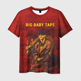 Мужская футболка 3D с принтом BIG BABY TAPE - Dragonborn в Новосибирске, 100% полиэфир | прямой крой, круглый вырез горловины, длина до линии бедер | baby | bbt | big | dragonborn | dragons | fire | gimme | lost | rap | raper | tape | the | trap | взял | дракон | драконы | огонь | русский | рэп | рэппер | твою