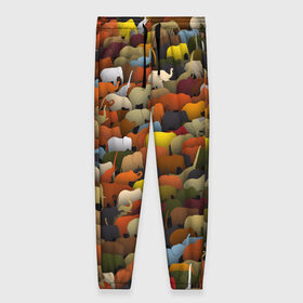 Женские брюки 3D с принтом Слоны идут налево в Новосибирске, полиэстер 100% | прямой крой, два кармана без застежек по бокам, с мягкой трикотажной резинкой на поясе и по низу штанин. В поясе для дополнительного комфорта — широкие завязки | африка | животные | индия | паттрен | слон | слоники | стадо | толпа