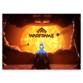 Поздравительная открытка с принтом Warframe в Новосибирске, 100% бумага | плотность бумаги 280 г/м2, матовая, на обратной стороне линовка и место для марки
 | Тематика изображения на принте: бумеранг | коса | мечь | нож | оружие | перчатки | пистолет | топор | шутер | экзоскелет