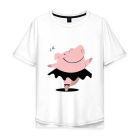 Мужская футболка хлопок Oversize с принтом Dancing Pig в Новосибирске, 100% хлопок | свободный крой, круглый ворот, “спинка” длиннее передней части | 2019 | дед мороз | дом | елка | желание | животные | зима | кабан | милый | мороз | настроение | новый год | пеппа | подарок | позитив | поросенок | праздник | радость | рождество | салют | санта клаус