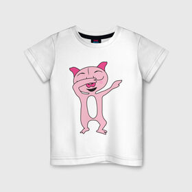 Детская футболка хлопок с принтом DAB Pig в Новосибирске, 100% хлопок | круглый вырез горловины, полуприлегающий силуэт, длина до линии бедер | 