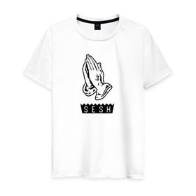 Мужская футболка хлопок с принтом BONES SESH в Новосибирске, 100% хлопок | прямой крой, круглый вырез горловины, длина до линии бедер, слегка спущенное плечо. | bones | cloudrap | dead | deadboy | logo | music | rap | sesh | боунс | клаудреп | кости | лого | музыка | реп