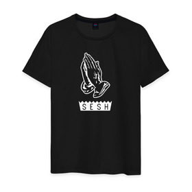 Мужская футболка хлопок с принтом BONES SESH в Новосибирске, 100% хлопок | прямой крой, круглый вырез горловины, длина до линии бедер, слегка спущенное плечо. | bones | cloudrap | dead | deadboy | logo | music | rap | sesh | боунс | клаудреп | кости | лого | музыка | реп
