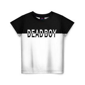 Детская футболка 3D с принтом DEAD BOY   BONES в Новосибирске, 100% гипоаллергенный полиэфир | прямой крой, круглый вырез горловины, длина до линии бедер, чуть спущенное плечо, ткань немного тянется | bones | cloudrap | dead | deadboy | logo | music | rap | sesh | боунс | клаудреп | кости | лого | музыка | реп