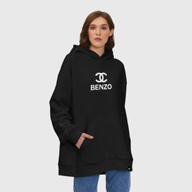 Худи SuperOversize хлопок с принтом BENZO GANG в Новосибирске, 70% хлопок, 30% полиэстер, мягкий начес внутри | карман-кенгуру, эластичная резинка на манжетах и по нижней кромке, двухслойный капюшон
 | Тематика изображения на принте: benzo | big baby | dragonborn | gang | gimme | loot | tape | the | биг | бу | бэби | драгонборн | ее | и я | твою | тейп | тэйп | я взял