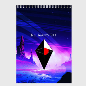 Скетчбук с принтом NO MANS SKY 2019 в Новосибирске, 100% бумага
 | 48 листов, плотность листов — 100 г/м2, плотность картонной обложки — 250 г/м2. Листы скреплены сверху удобной пружинной спиралью | Тематика изображения на принте: game | hill | hills | mounatin | mounatins | nms | no mans sky | planet | rock | rocks | sky | snow | space | winter | игры | планеты