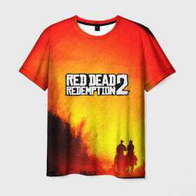 Мужская футболка 3D с принтом red dead redemption 2 в Новосибирске, 100% полиэфир | прямой крой, круглый вырез горловины, длина до линии бедер | Тематика изображения на принте: game | red dead | red dead redemption 2 | redemption 2 | rockstar games | бандиты | дикий запад | игры | ковбои | оружие
