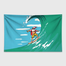 Флаг-баннер с принтом Cool Santa в Новосибирске, 100% полиэстер | размер 67 х 109 см, плотность ткани — 95 г/м2; по краям флага есть четыре люверса для крепления | cool | creative | design | holiday | merry christmas | new year | sea | summer | surfing | wave | волна | дизайн | канары | креатив | круто | лето | море | новый год | рождество | сёрфинг