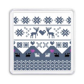 Магнит 55*55 с принтом Новогодняя любовь в Новосибирске, Пластик | Размер: 65*65 мм; Размер печати: 55*55 мм | Тематика изображения на принте: cat | cneg | love | new year | sneg | snow | зима | кот | котята | кошка | любовь | новый год | олени | подарок | подарок любимог | подарок на новый год | рождество | сердечки | сердце | снег | снежинки | холод