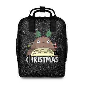 Женский рюкзак 3D с принтом Totoro Christmas в Новосибирске, 100% полиэстер | лямки с регулируемой длиной, сверху ручки, чтобы рюкзак нести как сумку. Основное отделение закрывается на молнию, как и внешний карман. Внутри два дополнительных кармана, один из которых закрывается на молнию. По бокам два дополнительных кармашка, куда поместится маленькая бутылочка
 | Тематика изображения на принте: anime | christmas | moon | myneighbortotoro | night | totoro | xmas | аниме | канта | кодомо | котобус | кусакабэ | мэй | рождество | сусуватари | тацуо | тоторо | хаяомиядзаки | ясуко