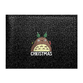Обложка для студенческого билета с принтом Totoro Christmas в Новосибирске, натуральная кожа | Размер: 11*8 см; Печать на всей внешней стороне | anime | christmas | moon | myneighbortotoro | night | totoro | xmas | аниме | канта | кодомо | котобус | кусакабэ | мэй | рождество | сусуватари | тацуо | тоторо | хаяомиядзаки | ясуко