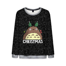 Мужской свитшот 3D с принтом Totoro Christmas в Новосибирске, 100% полиэстер с мягким внутренним слоем | круглый вырез горловины, мягкая резинка на манжетах и поясе, свободная посадка по фигуре | anime | christmas | moon | myneighbortotoro | night | totoro | xmas | аниме | канта | кодомо | котобус | кусакабэ | мэй | рождество | сусуватари | тацуо | тоторо | хаяомиядзаки | ясуко