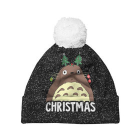 Шапка 3D c помпоном с принтом Totoro Christmas в Новосибирске, 100% полиэстер | универсальный размер, печать по всей поверхности изделия | anime | christmas | moon | myneighbortotoro | night | totoro | xmas | аниме | канта | кодомо | котобус | кусакабэ | мэй | рождество | сусуватари | тацуо | тоторо | хаяомиядзаки | ясуко