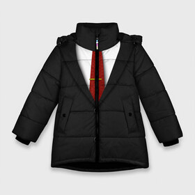 Зимняя куртка для девочек 3D с принтом Костюм 47 в Новосибирске, ткань верха — 100% полиэстер; подклад — 100% полиэстер, утеплитель — 100% полиэстер. | длина ниже бедра, удлиненная спинка, воротник стойка и отстегивающийся капюшон. Есть боковые карманы с листочкой на кнопках, утяжки по низу изделия и внутренний карман на молнии. 

Предусмотрены светоотражающий принт на спинке, радужный светоотражающий элемент на пуллере молнии и на резинке для утяжки. | Тематика изображения на принте: agent47 | game | killer | агент47 | бесшумный